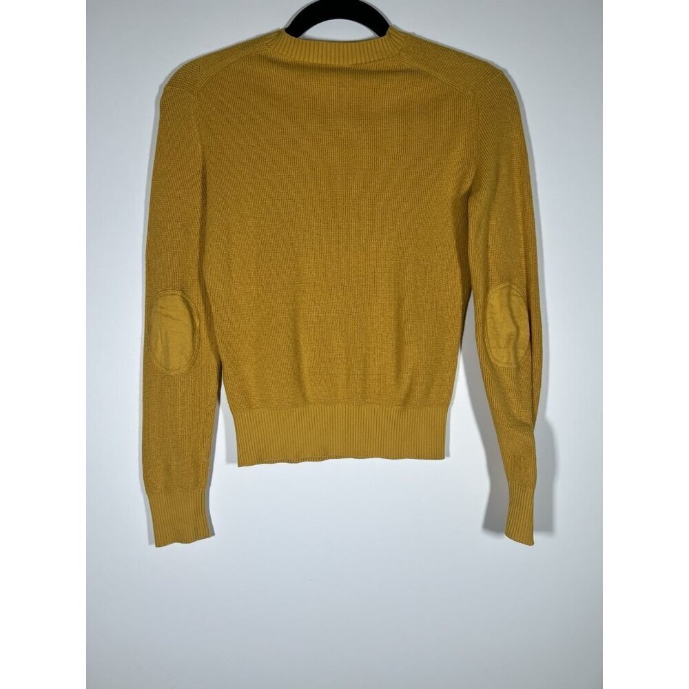 FRAME marigold yellow crewneck classic waffle knit sweater XS preppy designer - Picture 2 of 9